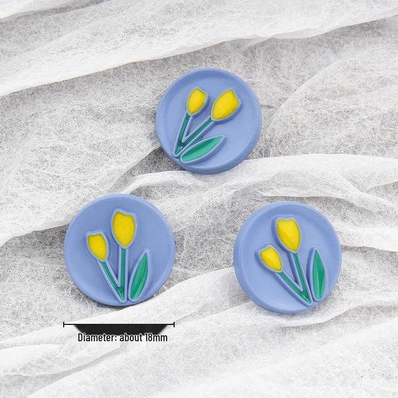 Children's Colorful Tulip Flower Button Cardigan Sweater Shirt