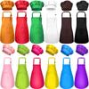Minimalist Parent-Child Baking Apron Set with Chef Hat and Logo Print