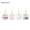 Japanese & Korean 3D Cube Cat Paw & Dice Cartoon Earrings - Fun, Creative, Exaggerated Dangles for Women
