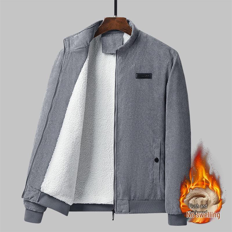 Winter 2025 Men's Lambswool-Lined Corduroy Workwear: Fashionable, Casual, Loose, and Warm Cotton Apparel