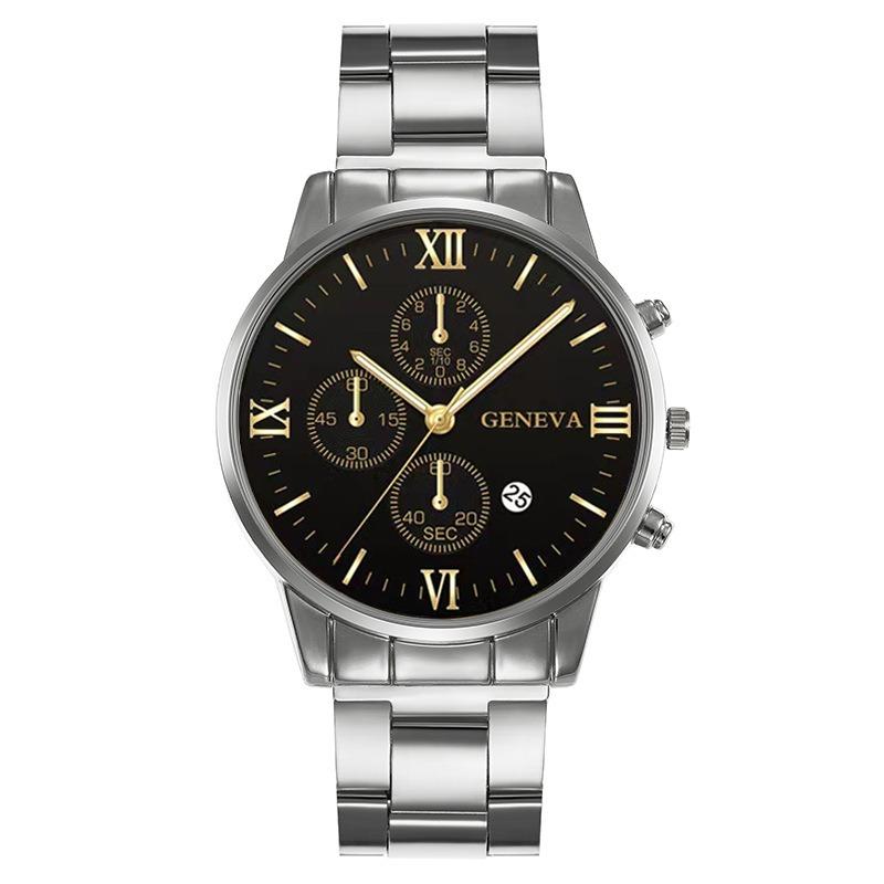 Men's Watch Fashion Three-eye Calendar Pattern Steel Belt Men's Watch Men's Watch Quartz Watch