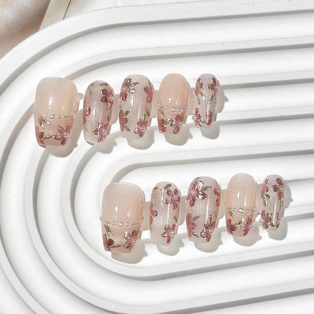 Handmade Wearable Nail Art: Medium-Long Oval High-End Whitening False Nails