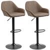 Bar Stools Set of 2, Height Adjustable Swivel Barstools, PU Leather Kitchen Stools with Backs, Armrests and Footrest for Home