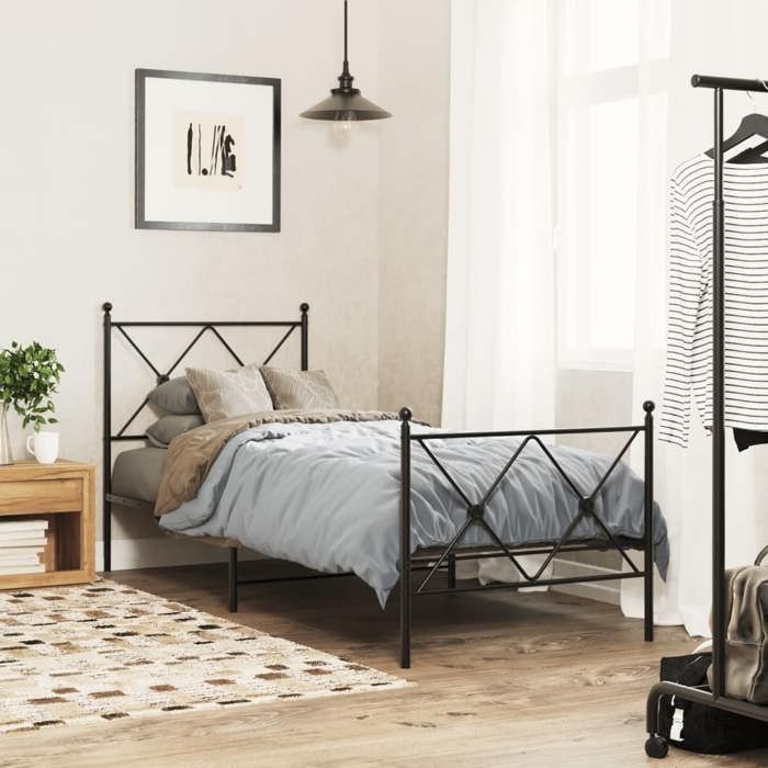 VidaXL Black Metal Headboard 75 Cm, Headboard for Single Bed, Black Headboard,, Metal Headboard 376528