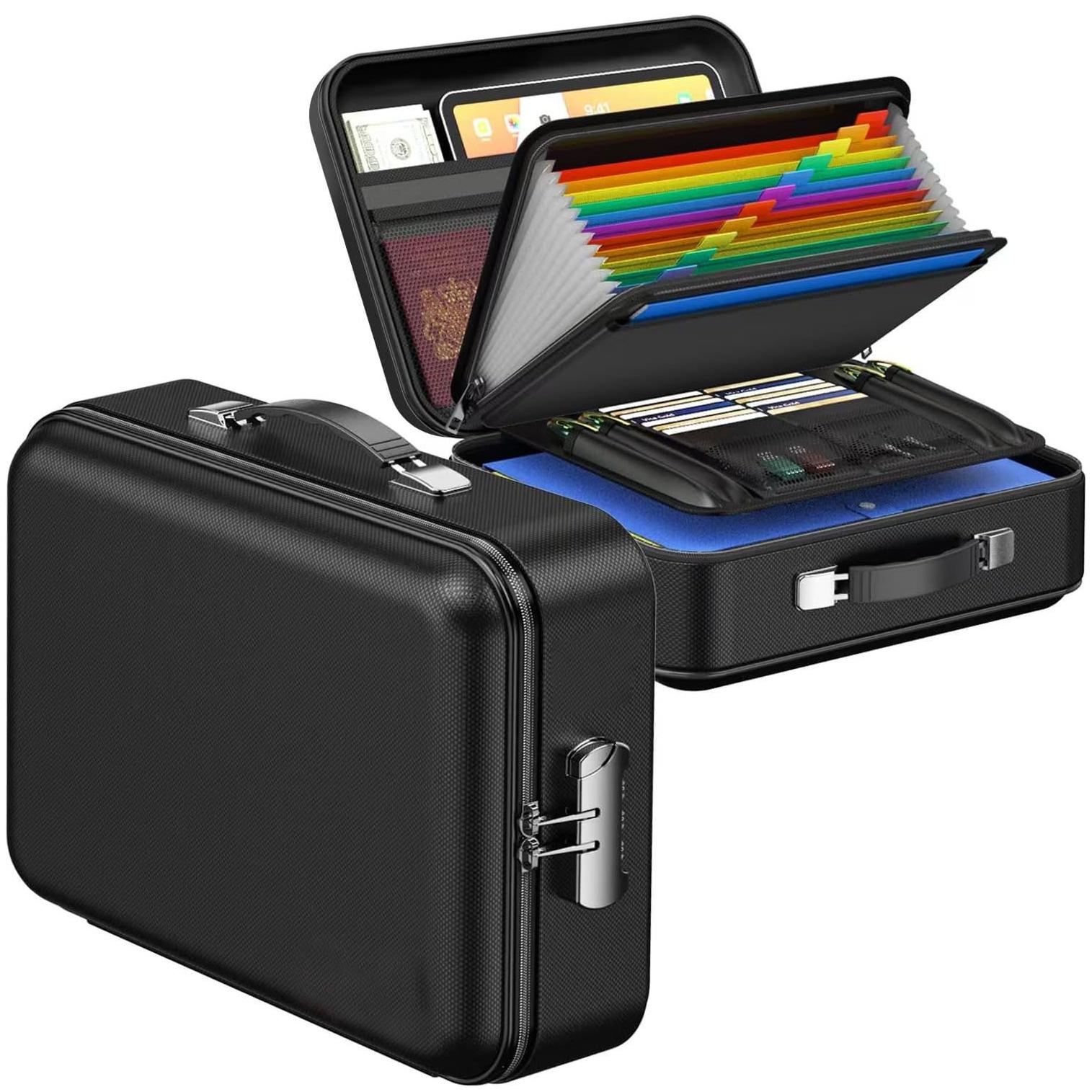 

Fireproof File Organizer Bag with 12 File Folder,3200℉ Document Organizer Box with Lock,Multi-Layer Portable Home Safe Storage for Important Documents чёрный