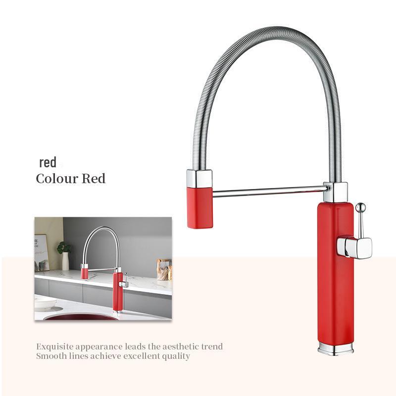 Luxury Universal Tinkerbell Pull-Out Kitchen Faucet - Hot & Cold All-Copper Dishwashing Sink Faucet