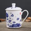 Jingdezhen Bone China keramiske store kopper med lokk drikkekar Porselenskrus møtegave Kontorkrus ca 500ml