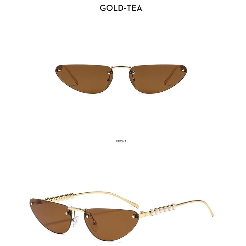 Women's Sunglasses, Triangular Cat Eye Sunglasses, Rimless Sunglasses.