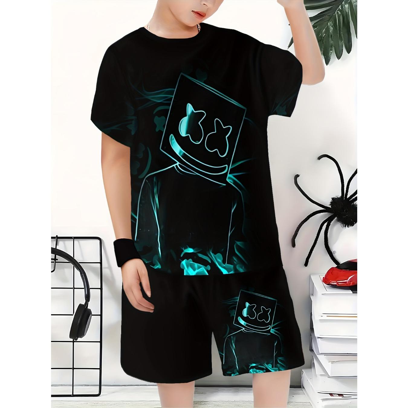 

Boys Fashion 3D Printed Casual Pullover Short Sleeve Shorts T Sweatshirt, BoysOutdoor T-Shirt shorts Set, Perfect for Outdoor 13-14Y