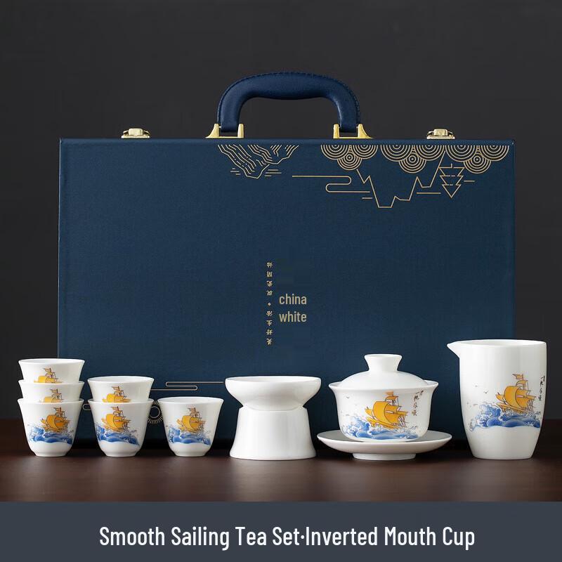 Dehua Suet Jade 'Thousand Li of Rivers and Mountains' Tea Set