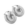 30MM Fashionable Striped Stainless Steel Earrings - 18K Gold Plated