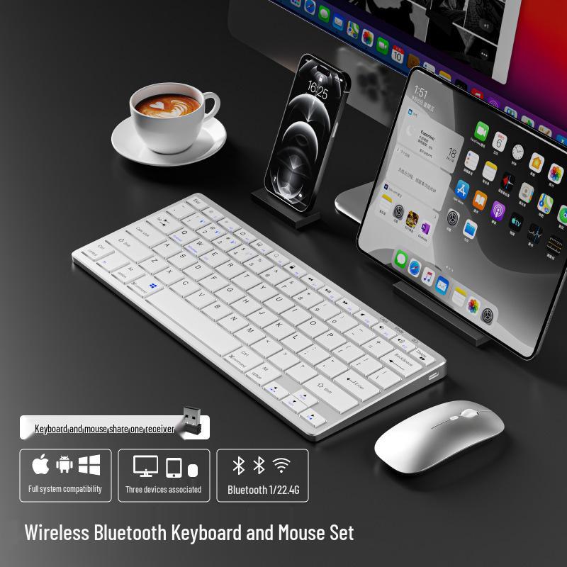 Thin Dual-Mode Wireless Bluetooth Keyboard & Mouse Set for MacBook, Laptop, Phone, iMac