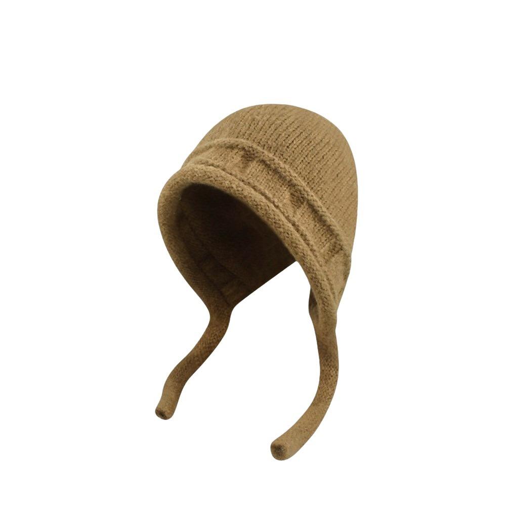 Plush Winter Knitted Hat Solid Color Pullover Hat Simple Warm Beanie Hat Girl