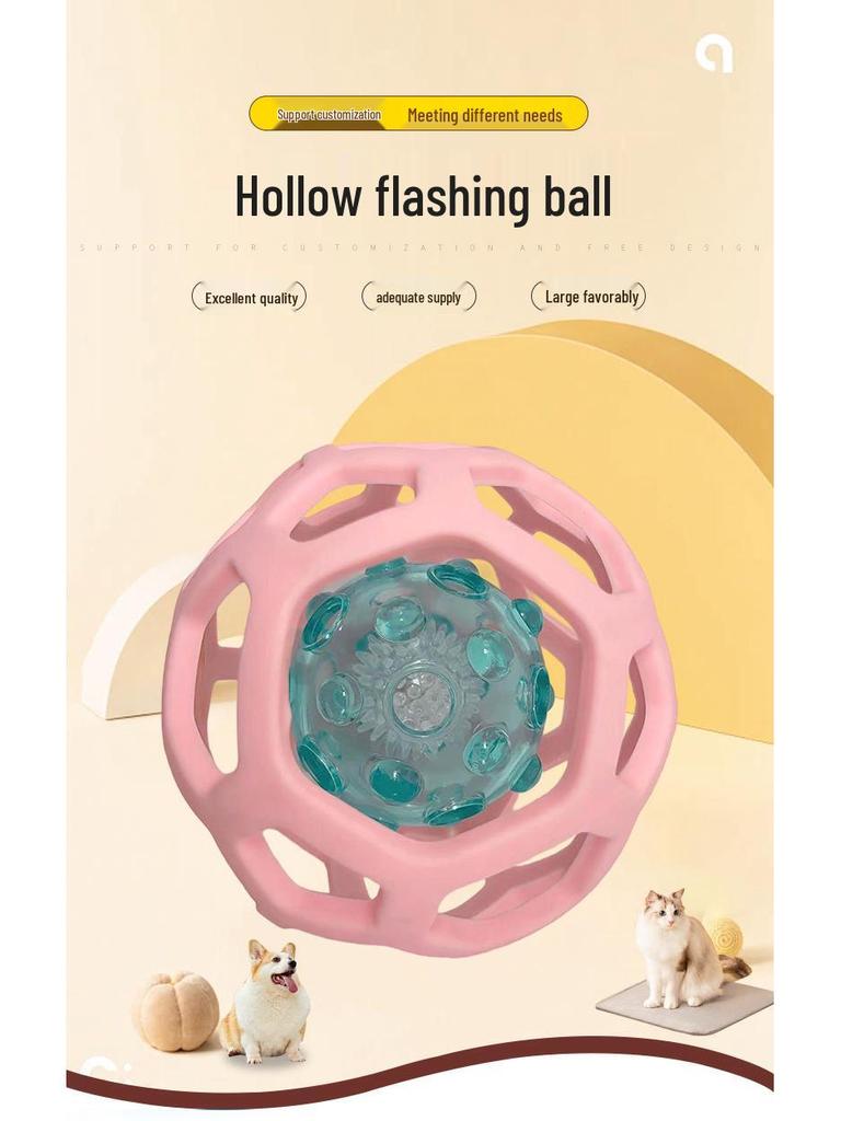 Two-Color Flashing Hollow Dog Toy with Shaking Sound and Splittable Design