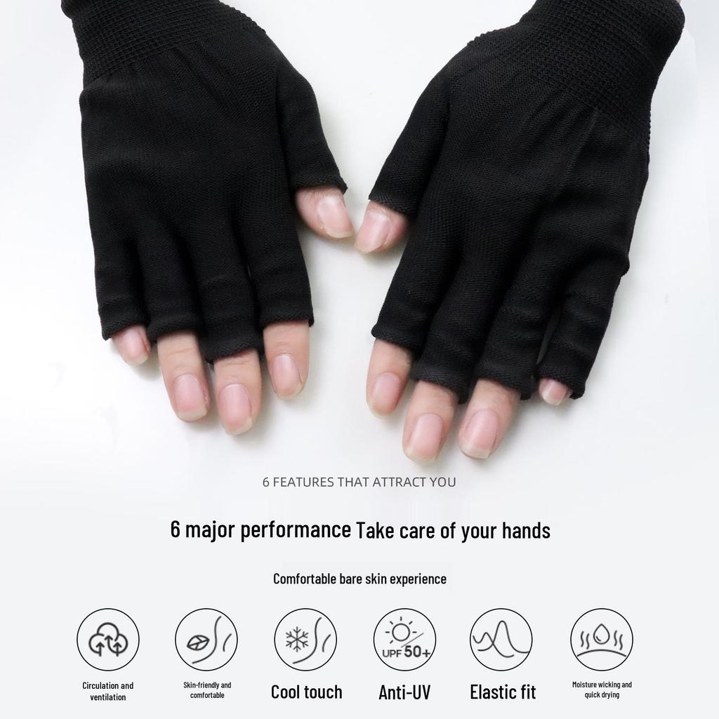 Schwarze UV-Schutz-Fingerlose Handschuhe für Nail Art - Waschbarer Sonnenschutz