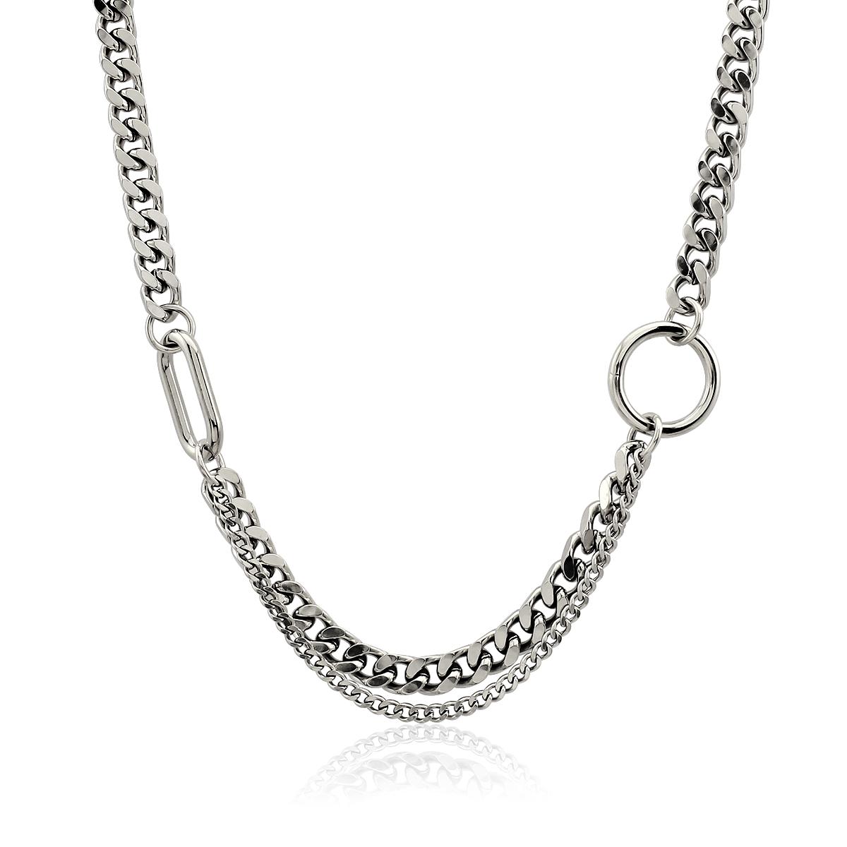 

Popular Double Linked Dyola Trendy Cuban Necklace Fashion Jewelry for Women with Geometric Pattern for Weddings срібний