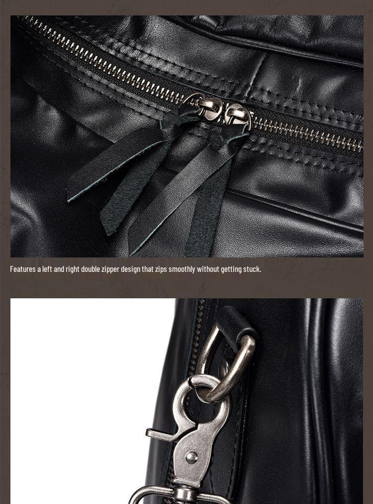 Men's Genuine Leather Multi-Functional Travel and Gym Bag - Large Capacity Cowhide Luggage Bag