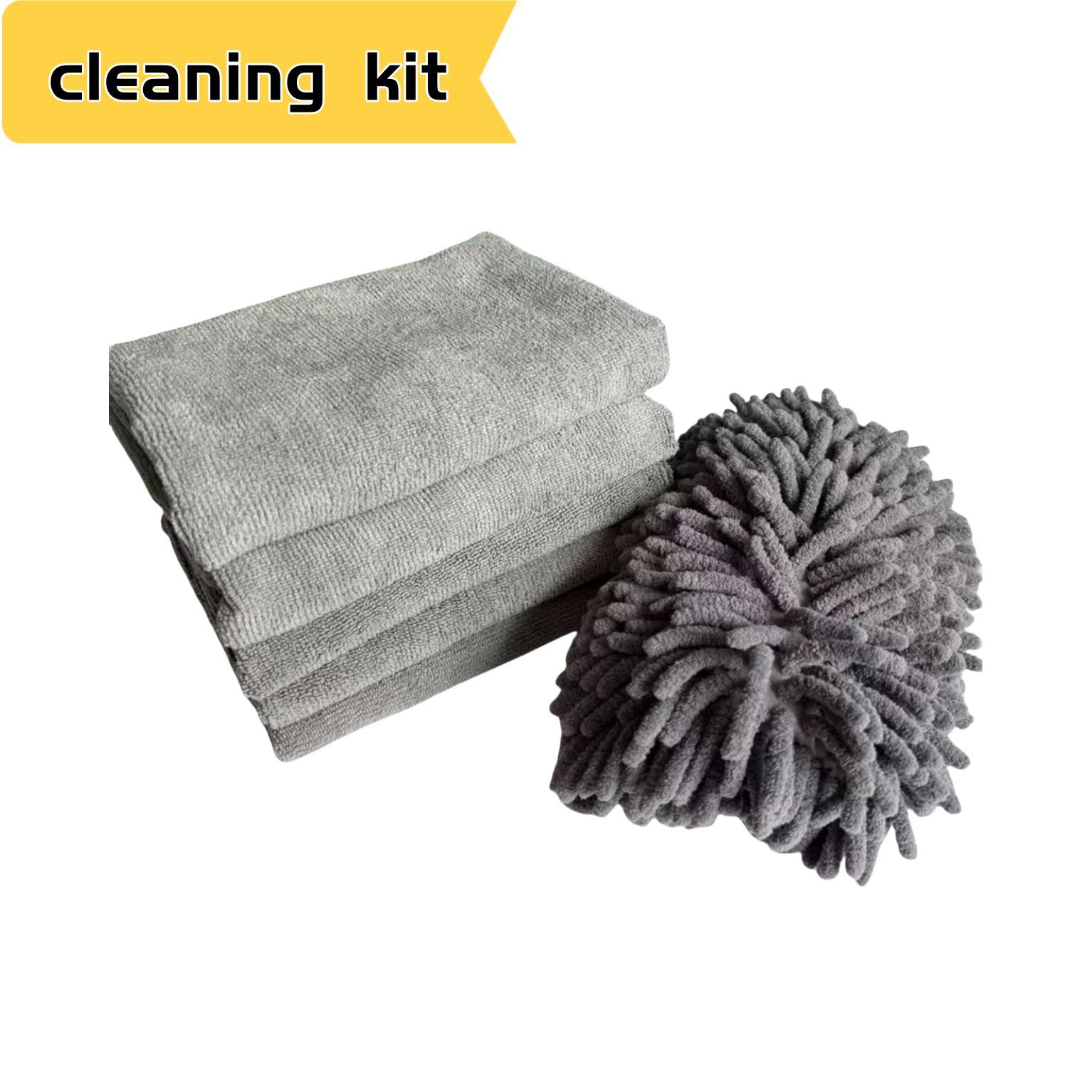 

6-piece car wash set, including 1 sponge eraser+5 towels, car wash, wipe, wax, household kitchen cleaning tools