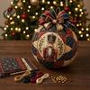 Fabric Ball Craft Set Quilted Christmas Ornament DIY Kit, Patchwork Material Pack Crafting Gift for Beginner, Handmade Xmas Tree Hanging Decor Adults
