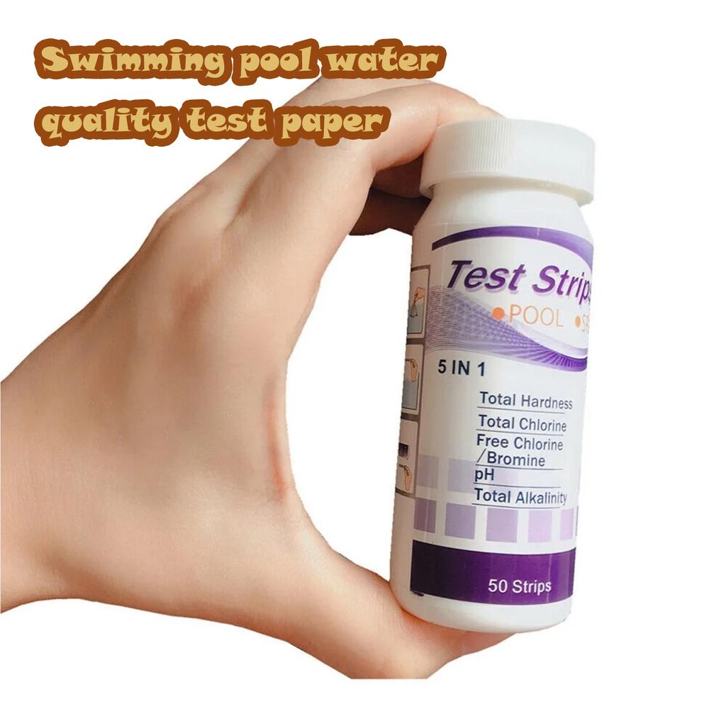 Pool And Spa Test Strips, 50 Strips Pack For Hot Tub-Test PH,Total Alkalinity,Free And Bromine, Accurate 5 In 1 Pool Water Testing Kit