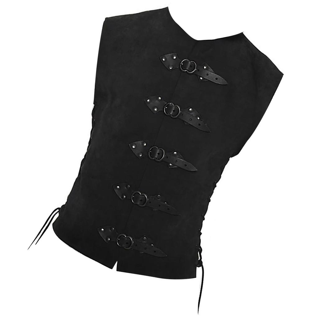 Men Medieval Cosplay Vest Medieval Costume Accessories, Medieval Cosplay Vest with Adjustable Buckles and Drawstring