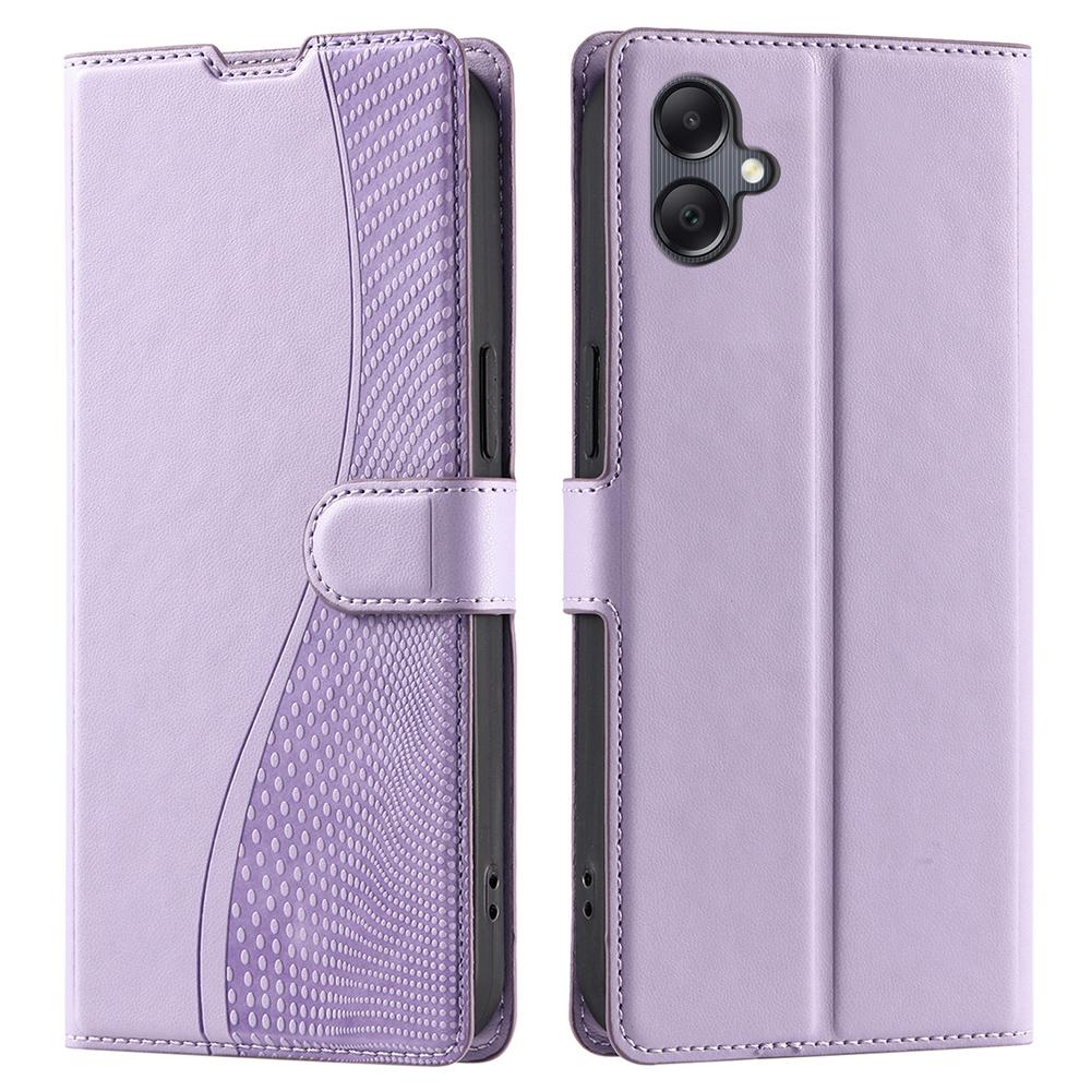 

For Samsung Galaxy A06 4G Case Dots Imprinted PU Leather Flip Phone Cover with Card Slot,Strap Purple