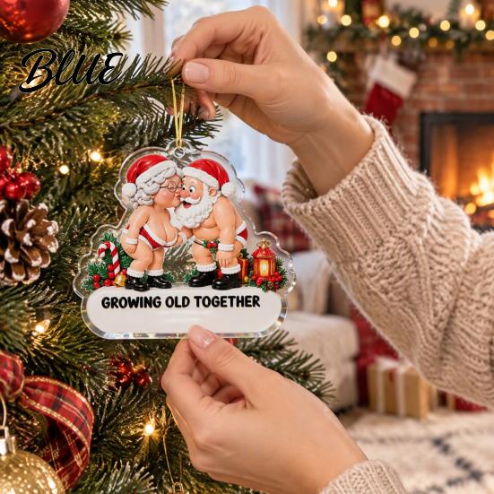 Holiday Party Decor 2D Couple Santa Pattern Hanging Ornament Acrylic Decorative Christmas Tree Accessories Charms with Lanyard Xmas Pendants