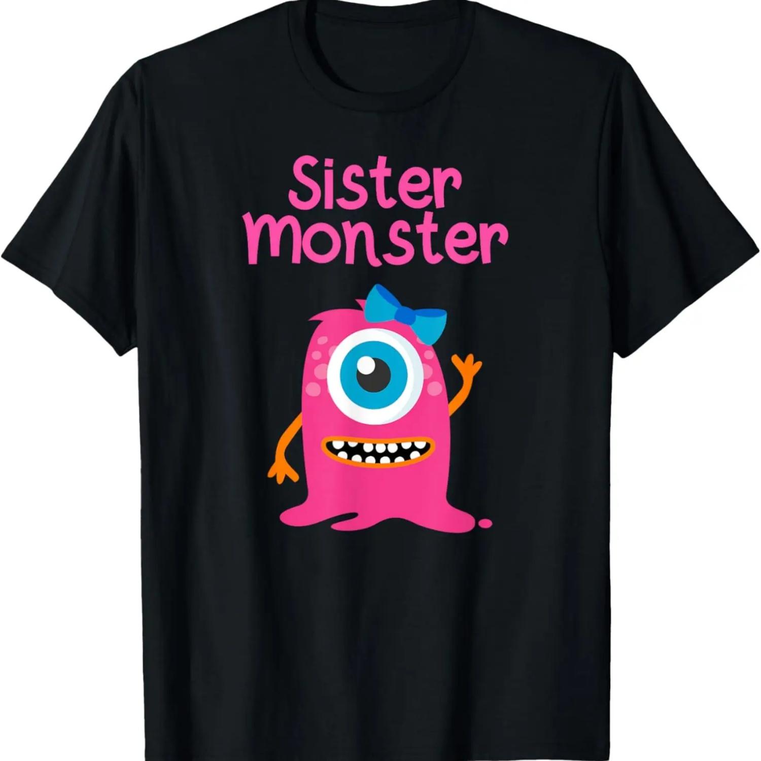 Monster T Shirt for Girls and Sisters T-Shirt,Comfortable pure cotton S
