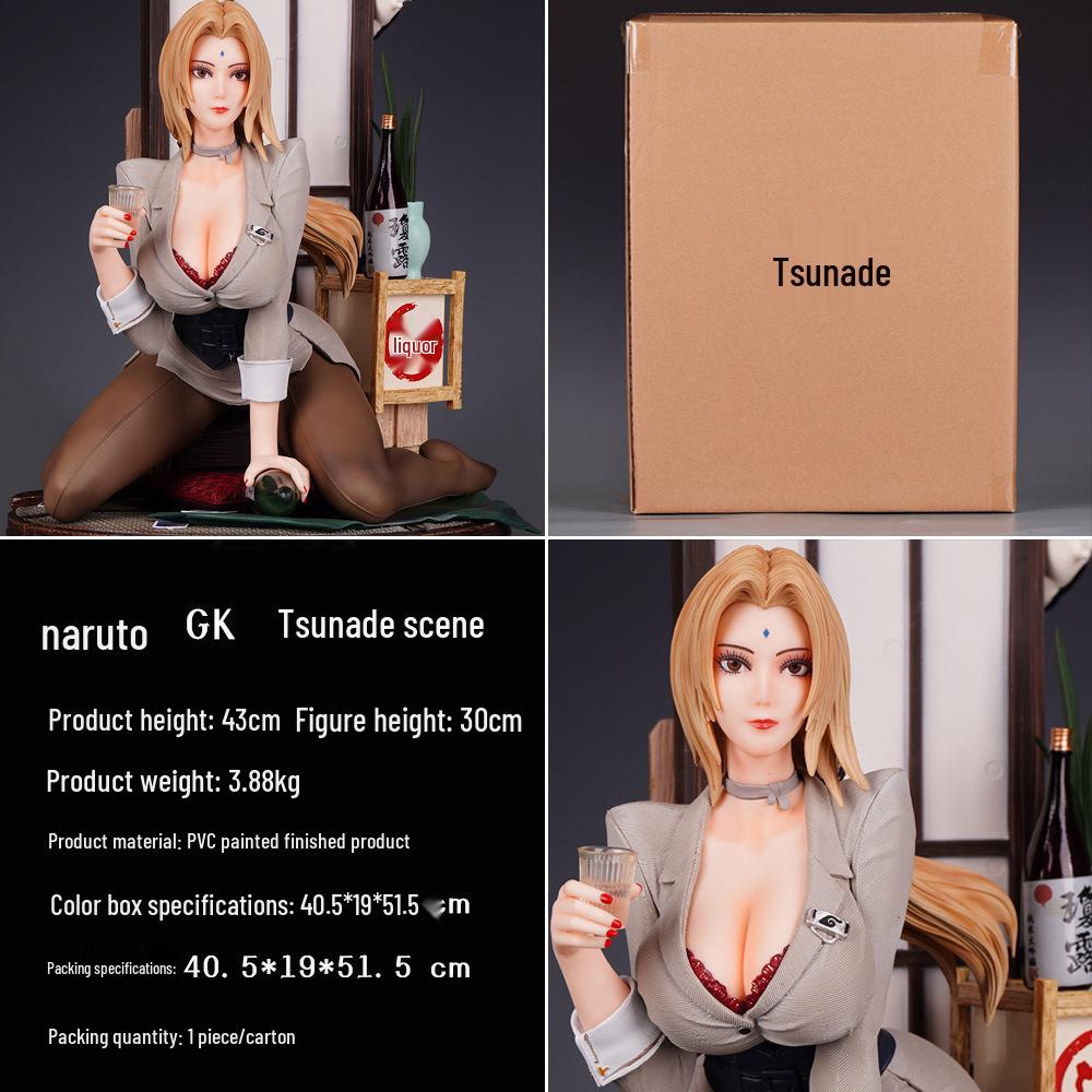 

Uta Drunken Shadow Tsunade Double Head Premium Ninja Anime Figurine: Trendy GK Ornament Model Gift