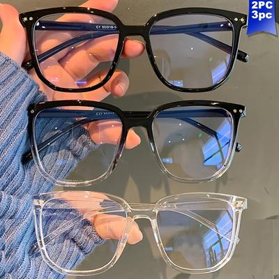 3 Pieces of Blue Light Blocking Glasses - Fashionable Square Fake Glasses, Anti Radiation Computer Gaming Glasses, Sunglasses