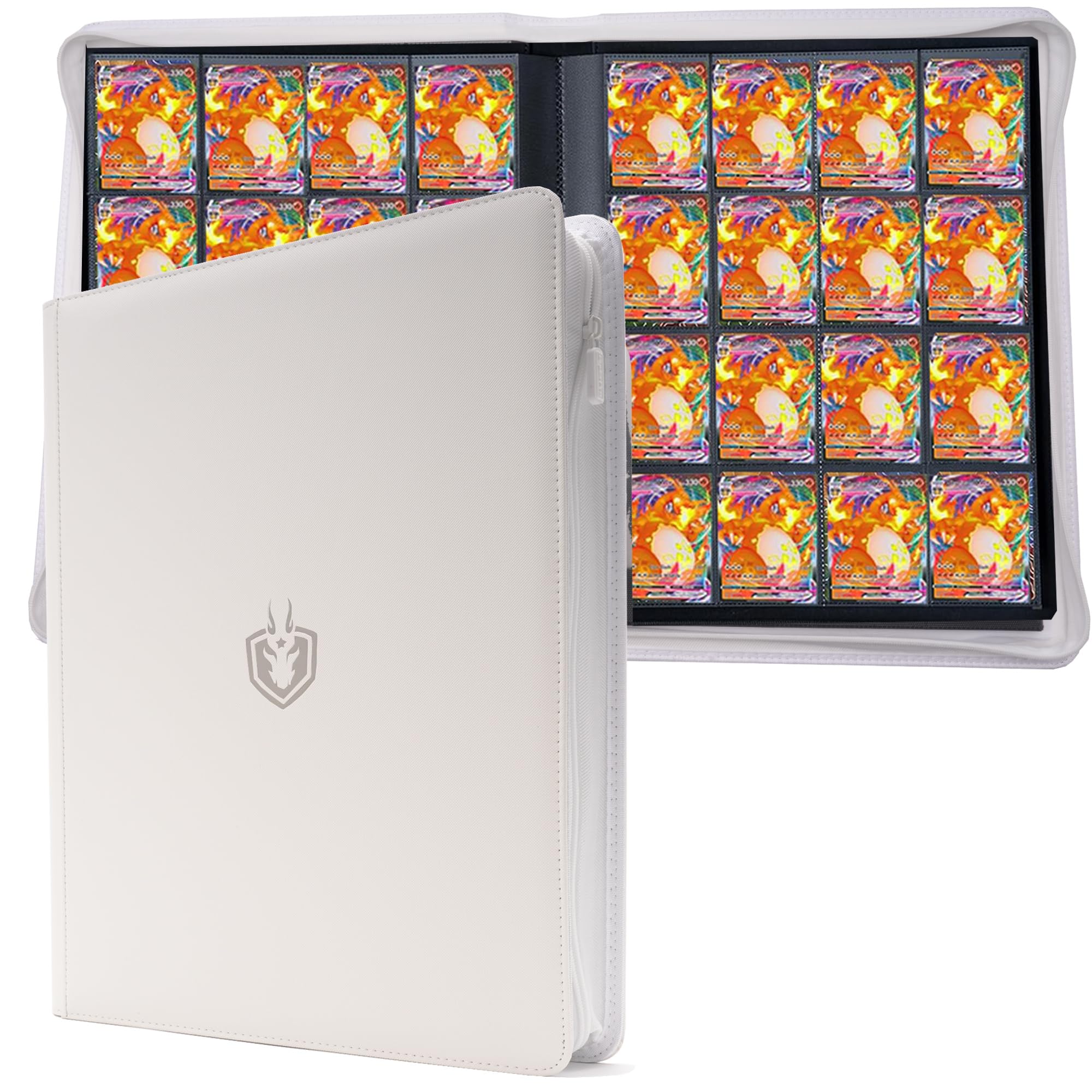 

ByderPro Premium Pocket Card Ringless Trading Card Album Folder with Tag Premium Album Fits and More White 1000+ Binder, 16-Pocket Design,