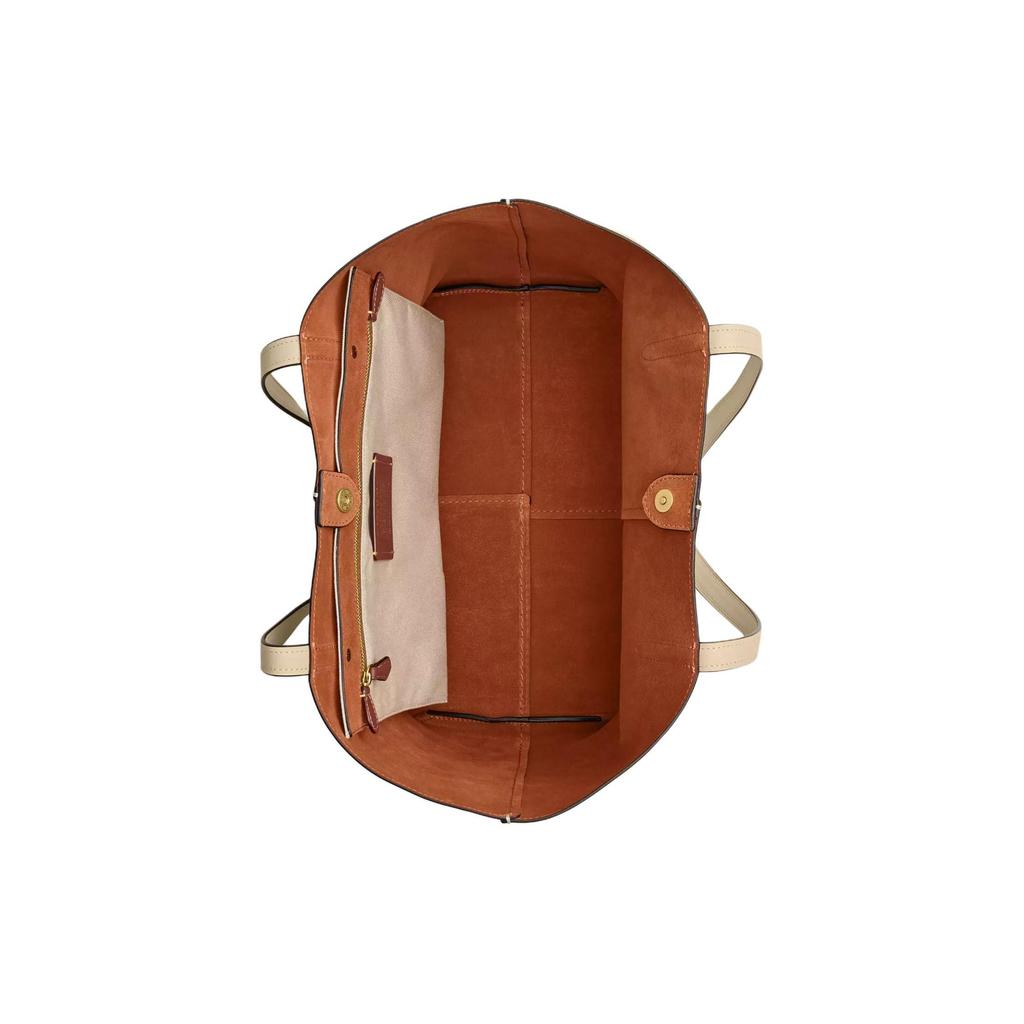 Coach Bolso Tote de Cuero Granulado con Logo Metálico North 32 para Mujer Latón Marfil CR664-B4IY