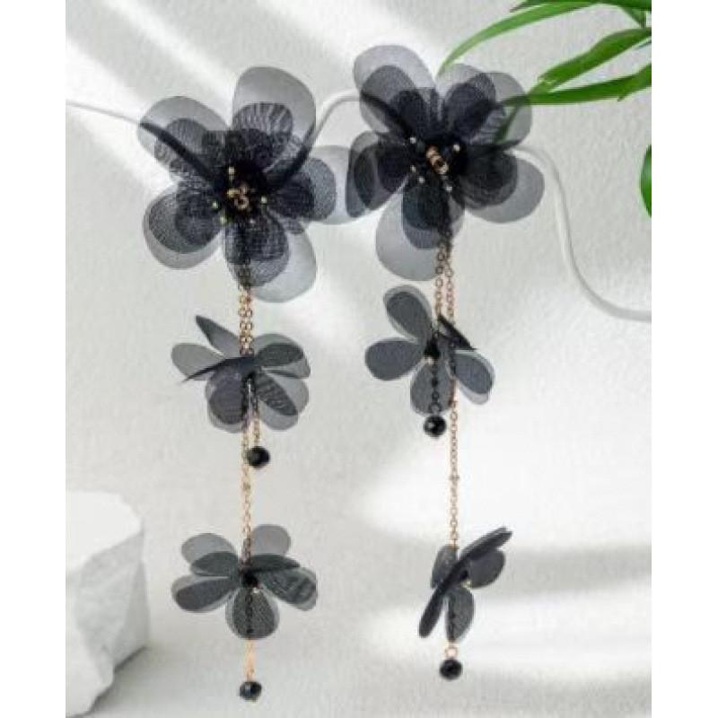 Drop Earrings Petal With Tassel Chain For Summer Outfits And Accessories Trendy