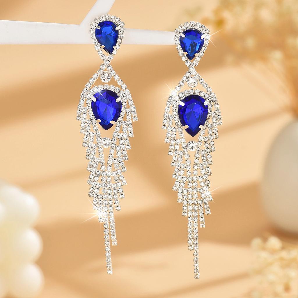 Water Droplets Full Of Diamonds, Tassel Long Earrings, High-End Zircon Stud Earrings, Fashionable Light Luxury Atmosphere, Personalized Earrings