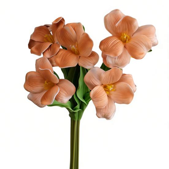 5 Pcs Real Touch Artificial Flower Faux Full Bloom PU Tulip Bouquet with Long Stem for Mother's Day Spring Wedding Centerpiece Floral Arrangement