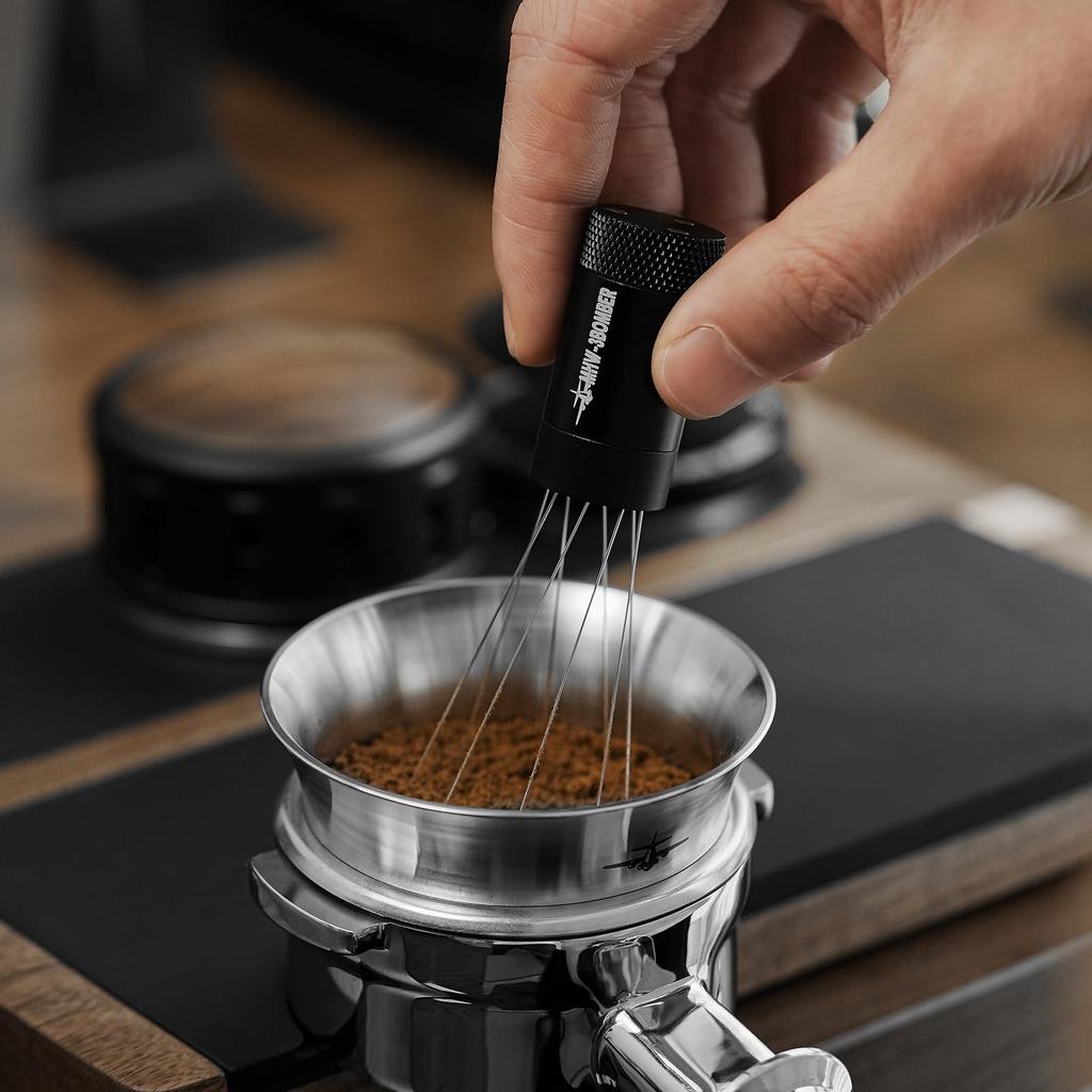 51mm Espresso Dosing Funnel, Magnetic Ring Coffee Machine Accessories, Metal Material, High Efficiency, Black