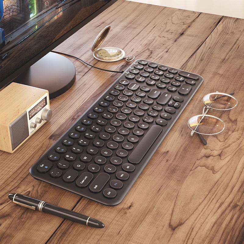 BOW Silent Wireless Keyboard & Wired Mouse Set, Bluetooth Compatible for Women's Office Use, Laptop & Desktop