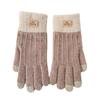 Alpaca Knitted Touch Screen Gloves for Women Autumn and Winter Warm Outdoor Antifreeze Plus Velvet Thickening Korean Version Cute