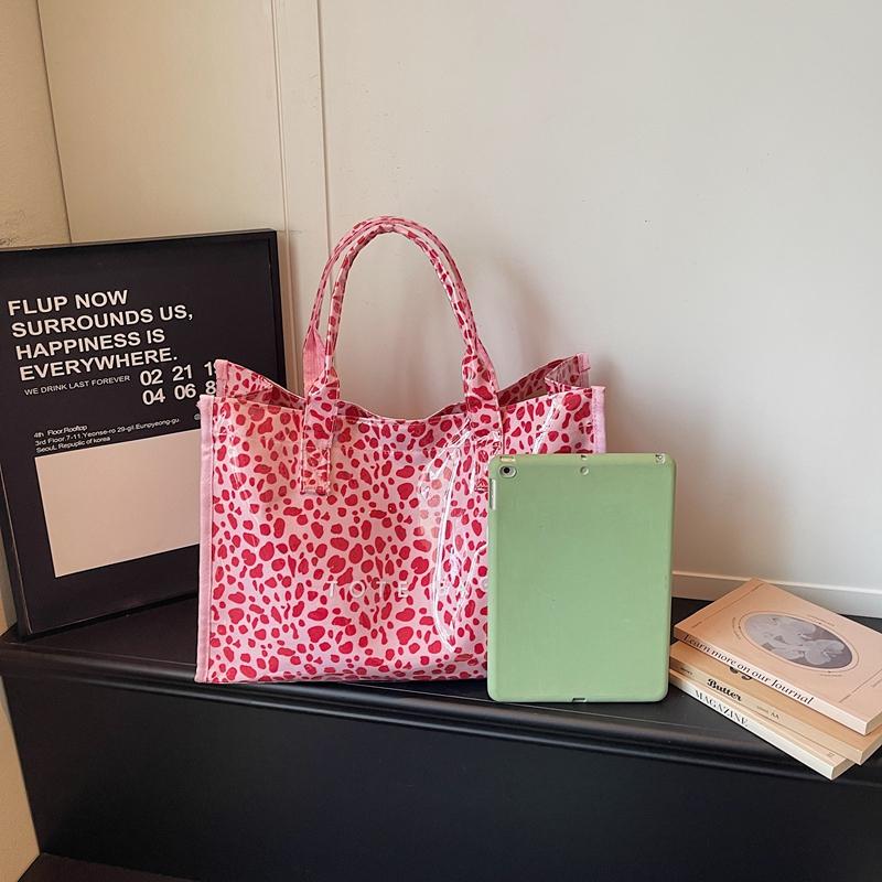 Borsa a Spalla con Stampa Leopardo Trasparente Grande Capacità da Pendolare Borsa Tote da Donna
