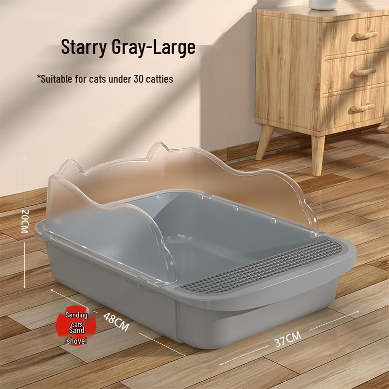 Extra-Large Semi-Enclosed Anti-Sand Cat Litter Box