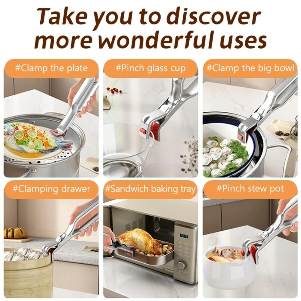Ergonomic Handle Hot Bowl Holder Thickened Dish Clamp Pot Pan Gripper Clip  Dish Lifting Device