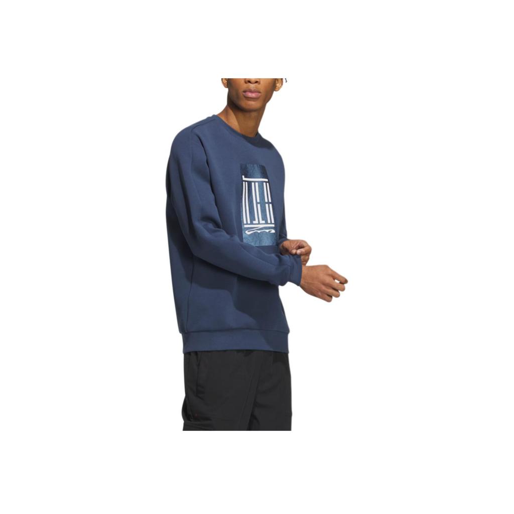 Adidas Wuji Logo Crew Sweatshirt With Geometric Pattern Print Men Sweatshirt Dark-Blue IP4947