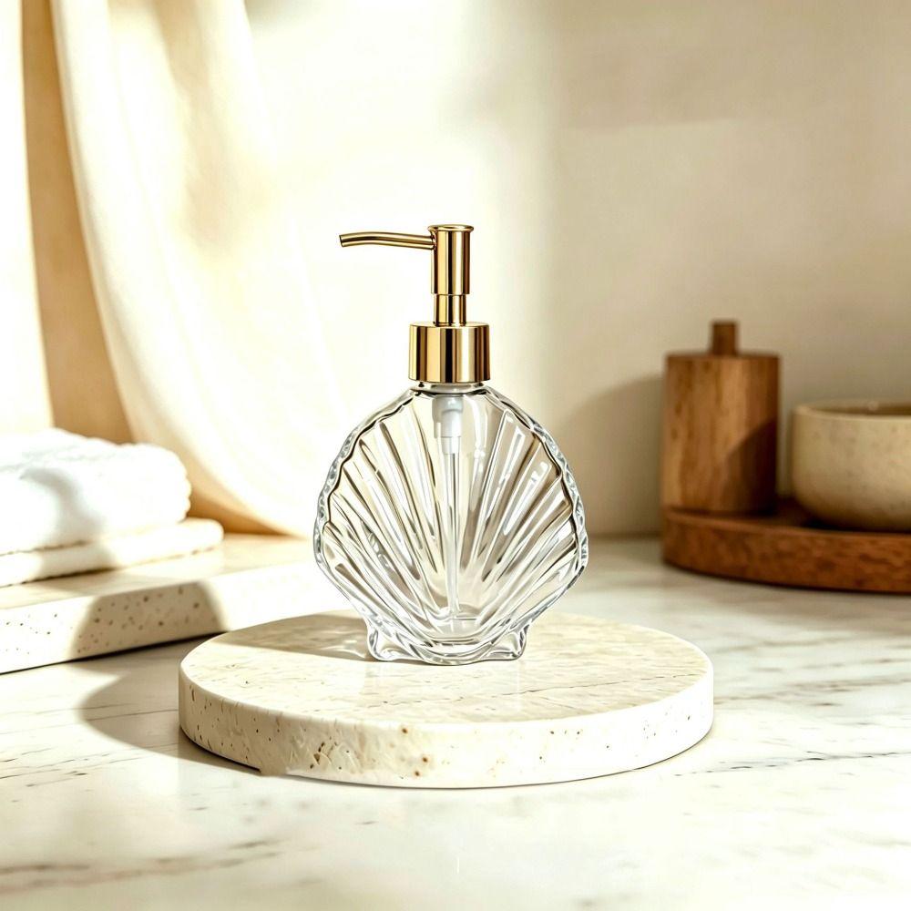 Press Type Hand Soap Bottle 400ml Liquid Lotion Storage Bottles Shell Shaped Soap Dispenser  Hotel