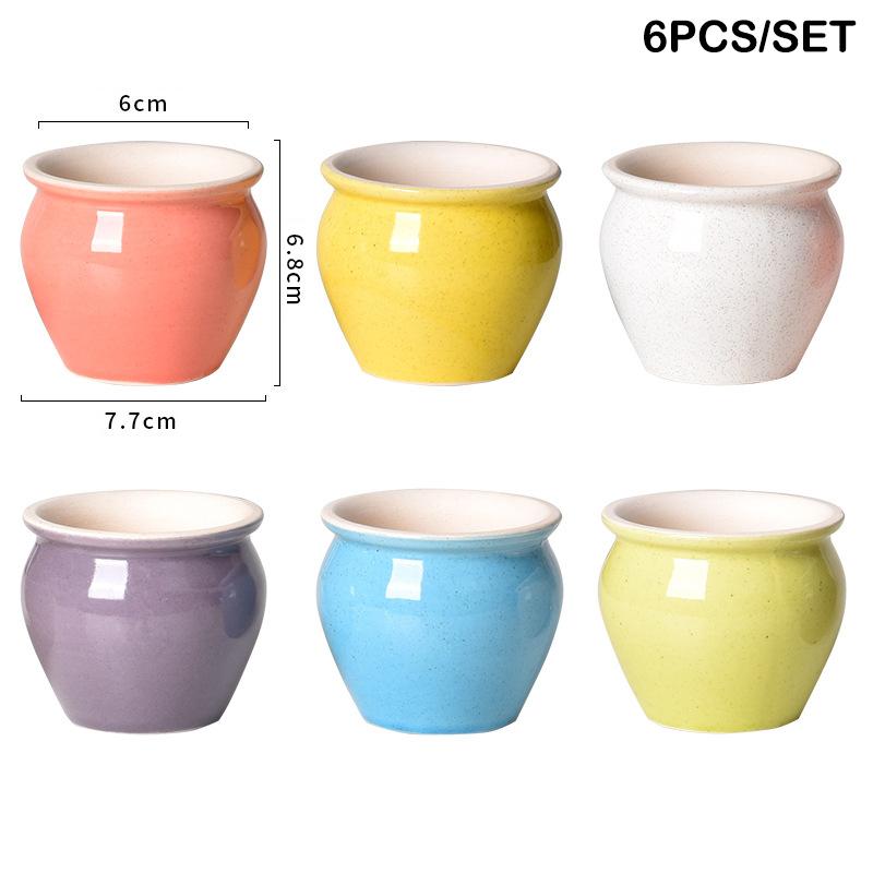 

6 шт. Мини керамические суккулентные цветочные горшки для украшения дома и сада, красочные цветочные горшки для бонсай, контейнер для выращивания растений