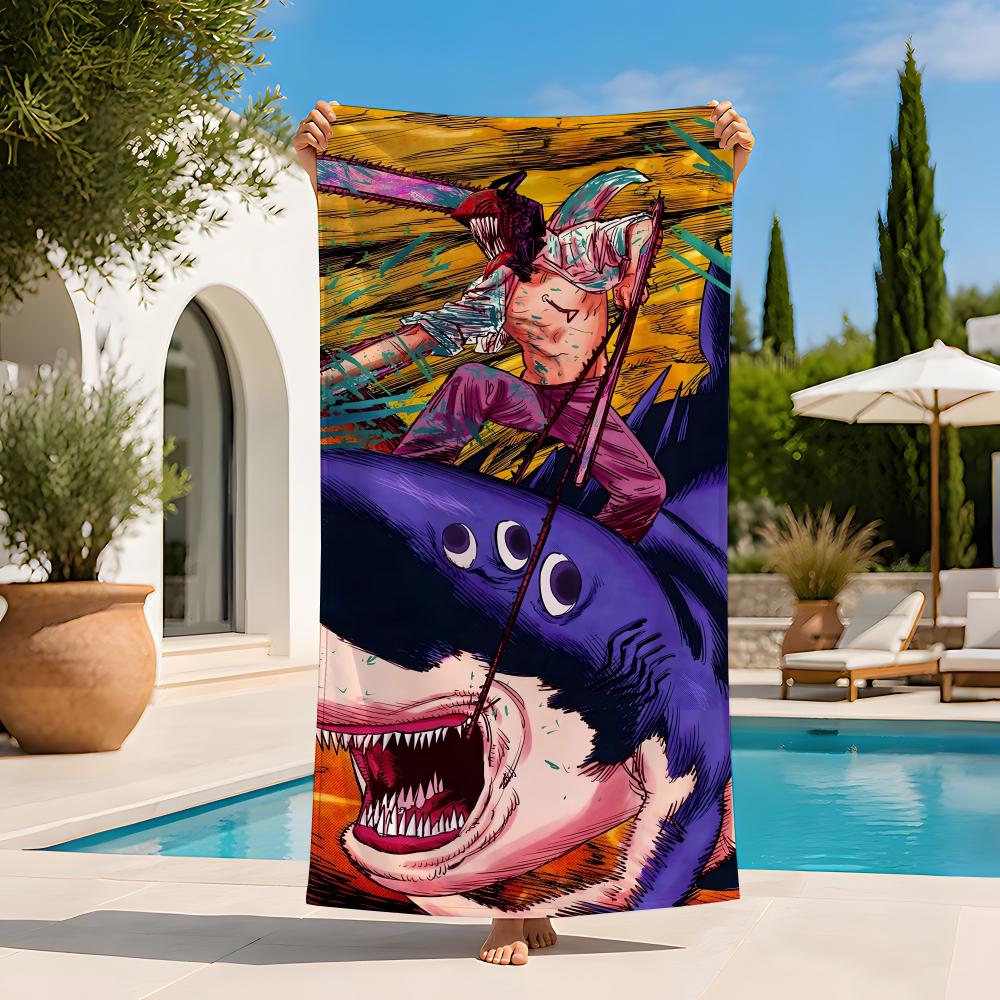 Anime C-Chainsaw M-Man Towel Extra Large Beach Towel Quick Dry Sand Free Super Absorbent Lightweight Hot