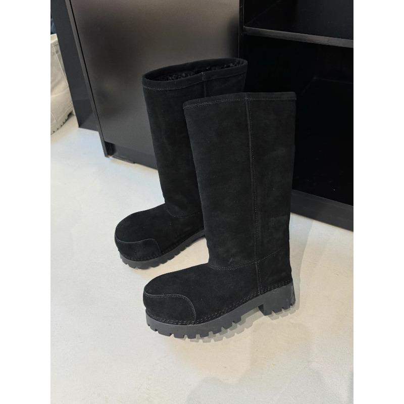 Autumn and Winter Thickness One-pedal Piled Thickened Warm Snow Boots Casual Versatile Short Medium Tube Fluffy Women's Cotton Shoes