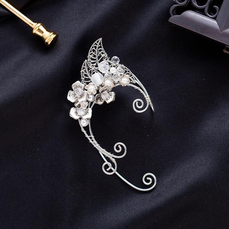 Gothic Elf Earcuffs Non Piercing Cartilage Climber Ear Wrapped Vintage Silver Stud Earrings Punk Hip Hop Earrings Gift