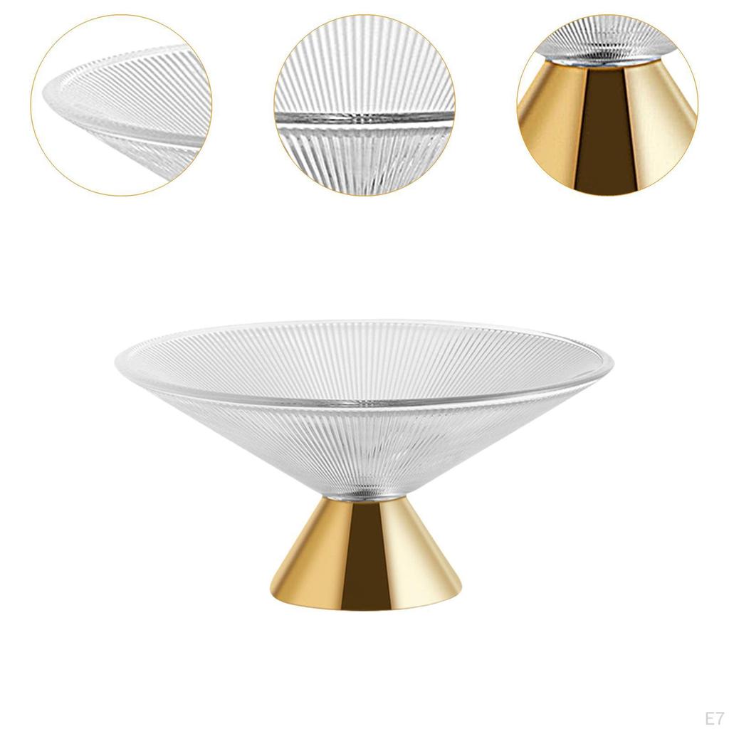 Bol en Verre Décoratif Panier à Fruits sur Pied, Socle pour Plan de Travail de Cuisine, Verre