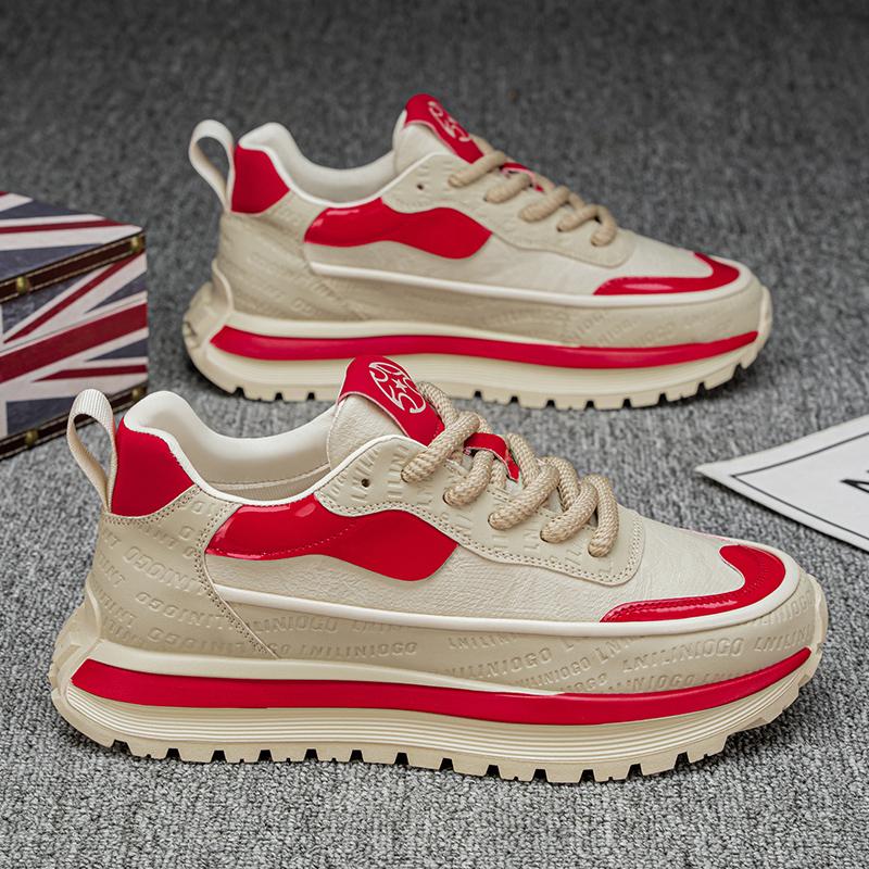 Men's Shoes New Four Seasons Casual Sneakers Thick Sole Height-increasing Casual Shoes British Street Style Wear-resistant Shoes