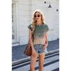 Summer New Round Neck Striped Loose Short Sleeved Women T-shirt Top